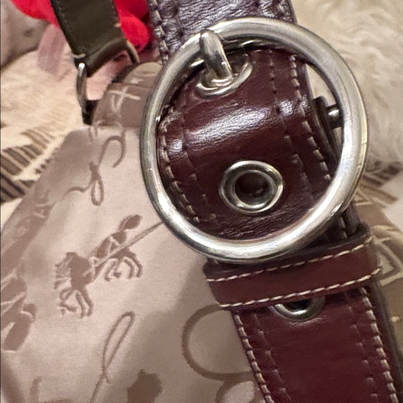 Coach Tan Shoulder Bag with Horse-Drawn Carriage Print - Picture 3 of 12